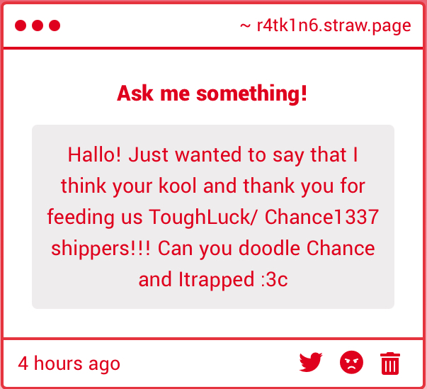 I actually don’t know much abt ITrapped till I realised he’s actually in Chance’s wiki. Chance always tryna shoot his shot till he loses his 90/10 stupid mf
#Chance #Itrapped #Forsaken