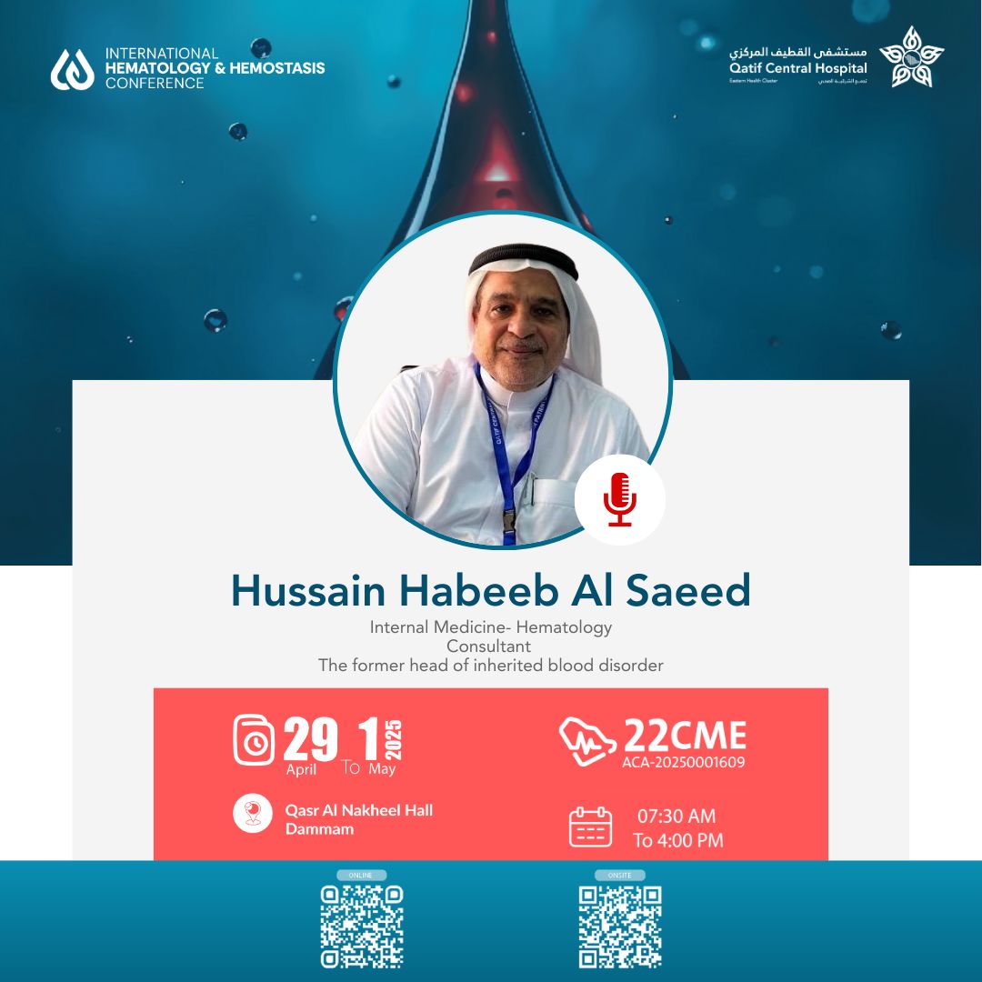AfaqLms's tweet image. New insights on Sickle Cell Disease management at #IHHC2025!
Saudi and international experts taking the stage 🇸🇦🌍👇

🩸 Dr. Hatoon Ezzat – Challenges of Hemoglobinopathy in Saudi Arabia
🩸 Dr. Muneer Albagshi – Burden of Hemoglobinopathy
🩸 Dr. Husain Alsaeed – Sickle Cell…