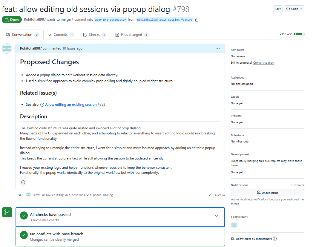 Day 12 of #100DaysOfCode
Today, I worked on an open-source project and submitted a pull request for a "good first issue." All checks have passed, and I am hoping it gets merged soon. Also continuing my DSA practice on the side.
#selftaught #opensource
