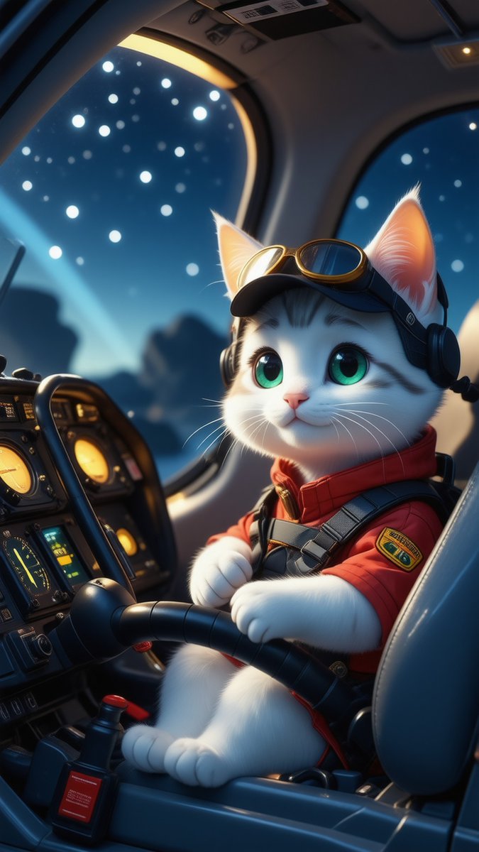 My cat just graduate from aviation school.....
would you like to say her best of luck?
Snowball's Skyward Dream | Curious Cat - #cat #funny #shortsvideo #shots #viralvideo #ai #catlover 
youtube.com/@CuteImpressio…