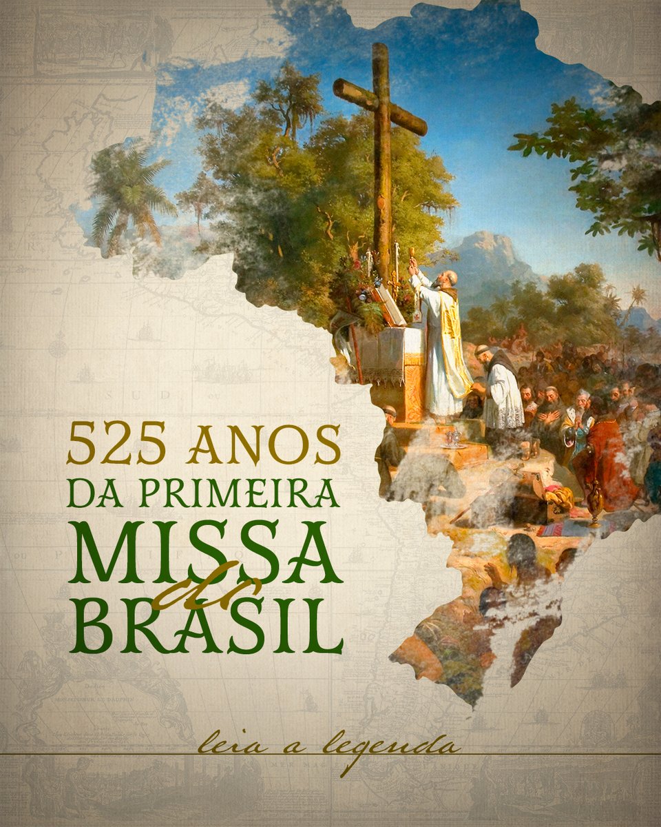 centrodombosco's tweet photo. Em 26 de abril de 1500, na praia da Coroa Vermelha, em Santa Cruz Cabrália, Bahia, era celebrada a primeira Missa no Brasil.

Frei Henrique de Coimbra, frade português que fazia parte da expedição de Pedro Álvares Cabral, teve a graça de realizar o Santo Sacrifício da Missa — como que em um ato fundacional de nosso país.

A imagem desse momento ficou amplamente marcada no imaginário popular por meio da obra de Victor Meirelles, em uma pintura histórica que hoje está no Museu Nacional de Belas Artes, no Rio de Janeiro.

Na tela, pintada com tinta a óleo, vemos a representação de índios e portugueses em volta do altar, adorando a Jesus Sacramentado. Entre outras coisas, fica gravada em nossos corações a mensagem de Nosso Senhor aos santos Apóstolos:

"Ide, pois, ensinai todas as gentes, batizando-as em nome do Pai, e do Filho, e do Espírito Santo, ensinando-as a observar todas as coisas que vos mandei. Eu estarei convosco todos os dias, até ao fim do mundo." (Mt 28, 19-20)

Nenhum outro país no mundo teve a graça de ser fundado assim — e isso revela com clareza a vocação católica do Brasil. Naquele altar, nascia a Terra de Santa Cruz. E hoje, contra todas as esperanças do mundo, vemos surgir um Renascimento do Brasil Católico.

“É hora de surgir do sono, de despertar da inércia, de estimular brios [...] para defender, restaurar e fazer reflorescer a nossa Religião e salvar a nossa Pátria.” - Todos os bispos do país em 1890, após o golpe da República.

Viva Cristo Rei!