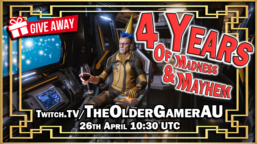 Today is the day 4 years the dream!  FOUR years streaming, 1600 swallows!  Became a Frontier <a href="/EliteDangerous/">Elite Dangerous</a>  Partner and a <a href="/voicepacks/">HCS VoicePacks Simulated Ai Operators</a> Affiliate!

Come celebrate with me 10:30 GMT kick off, lost of fun and wine and !GIVEAWAYS!  HCS Voicepacks &amp; ED Paintpacks!