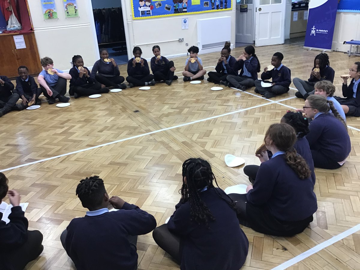 st_malachy's tweet photo. In Y6 R.E., children shared a simple meal of flatbread, just like at Passover, sitting on the floor as Jesus and his disciples would have. They read from the Bible and reflected on what it must have felt like to be there. โ๏ธ๐ #FaithInLearning #REinAction https://t.co/Y1DtIbDigr