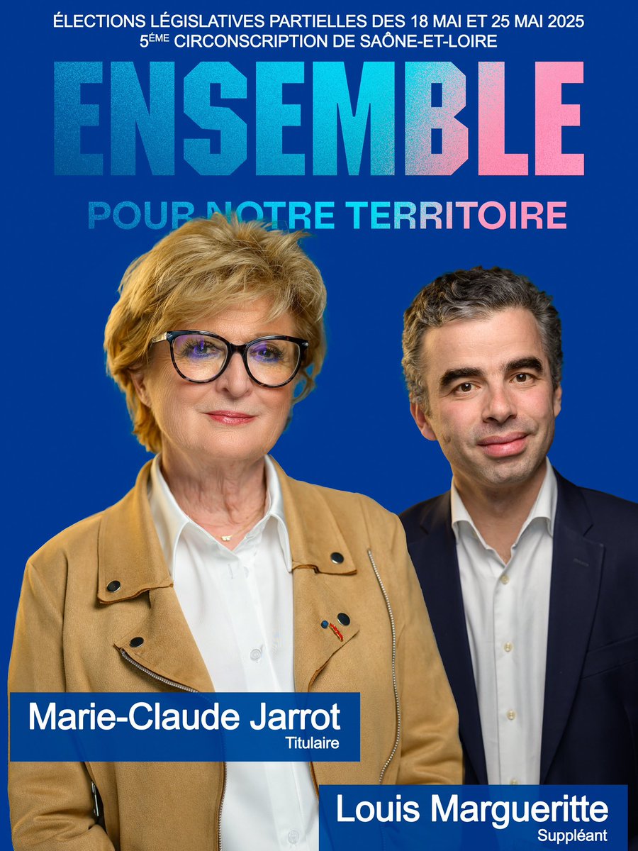 Ensemble pour notre Territoire.
Élections Législatives Partielles 5ème Circonscription de Saône-et-Loire. 
18 et 25 Mai 2025.

#Ensemble #AvecVous