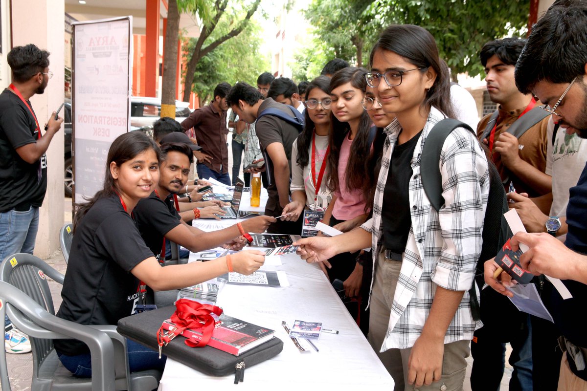 aryacolleges's tweet photo. The excitement is real as participants gear up for an electrifying coding marathon at #HackAryaVerse Hackathon! With energy high & ideas brewing, the stage is set for an incredible coding marathon ahead. Let the innovation begin! #HackathonVibes #InnovationUnleashed #AryaCollege https://t.co/CWdHSPaVIs