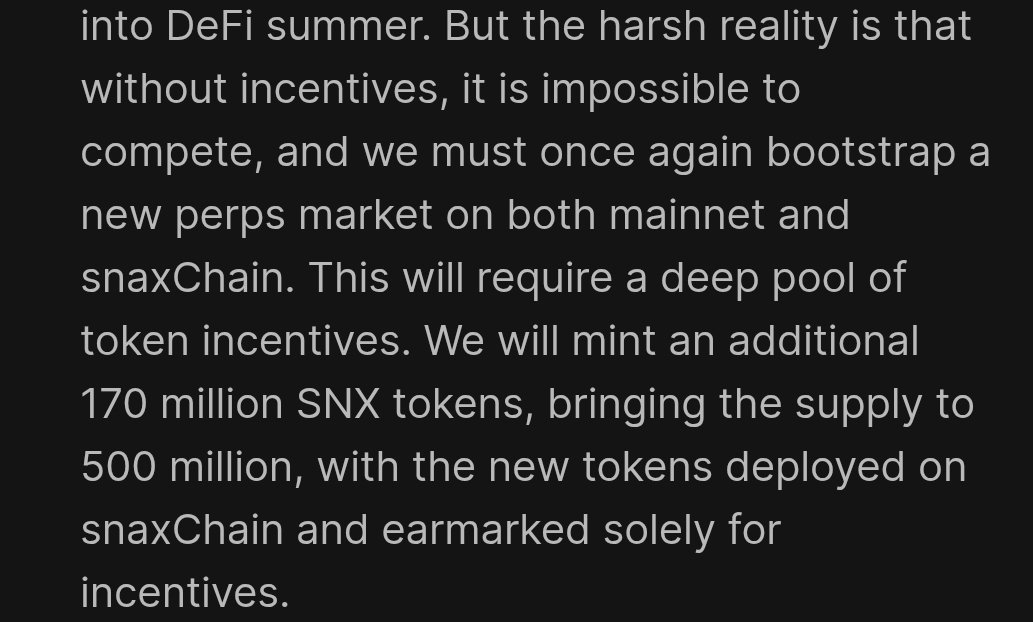 derpaderpederp's tweet image. A post on a true failure in DeFi.

After one year or so without incentives (which revealed there was 0 real user demand for their product) @synthetix_io is resorting to $SNX token dillution again to drive fake demand for their product.

After 7 years of building they were unable…