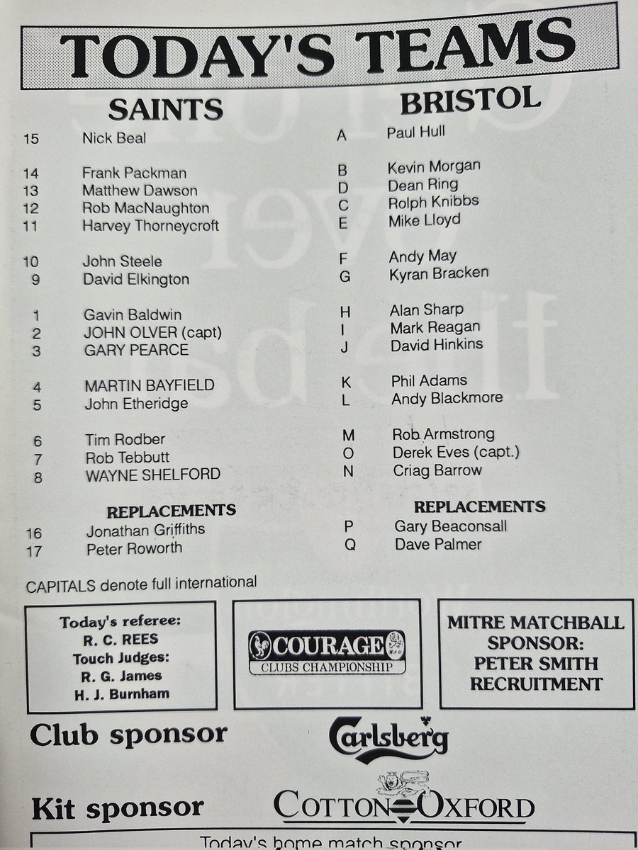 shedster1's tweet photo. 1992 Saints v Bristol, Dawson playing 13. And Bracken at 9 for Bristol https://t.co/3POynbODJn