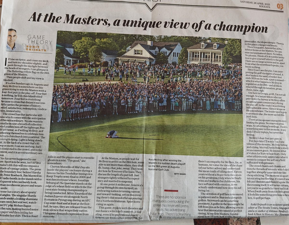drcbjee's tweet image. "as humans, we value the idea of the chase of our better selves and understand the mean truth of falling short." A brilliant piece of writing as always from @rohitdbrijnath on the power of sports, sportspersons and being spectators.