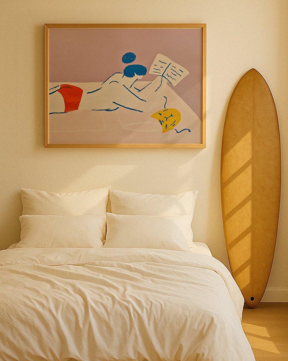 Morning hush, before the world begins.
She lies still—lost in a book, wrapped in her thoughts. A quiet ritual before stepping into the noise.

"Me Time" — a piece I painted to honor the art of slowing down. 🌿 #ArtCollector #InteriorDesign