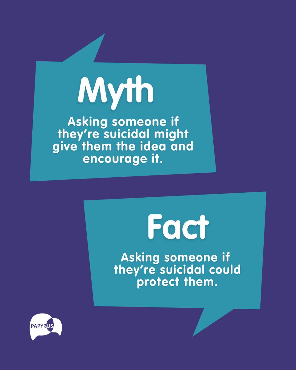 Talking about suicide not only reduces the stigma but can also help someone struggling to seek help and rethink their options.

It is safer to ask about suicide than to avoid the conversation. Visit our website for advice on how to safely start this conversation. 💜