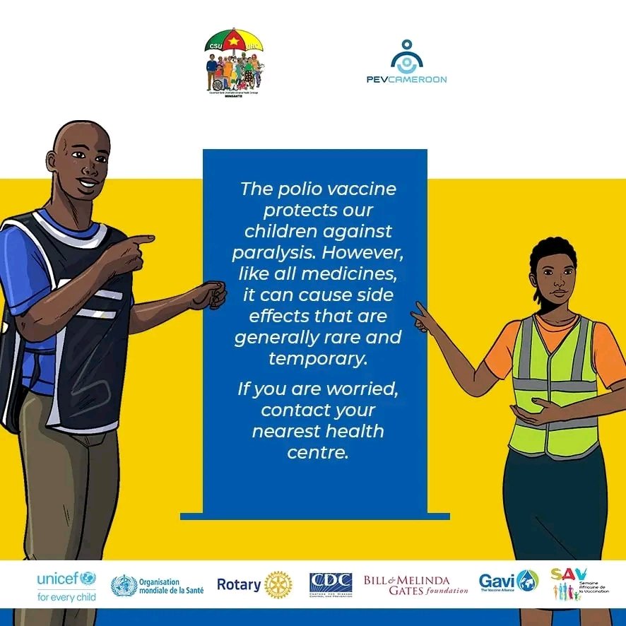 randolphwefuan1's tweet photo. Polio vaccine protects your children from paralysis. The side effects (mild fever, temporary pain) are rare and without severity.

From 24 to 27 April 2025, let us not hesitate to strengthen their immunity.

0 to 59 months

#PolioGameOver25 #PEVSouthWest https://t.co/AxoMCdX60m