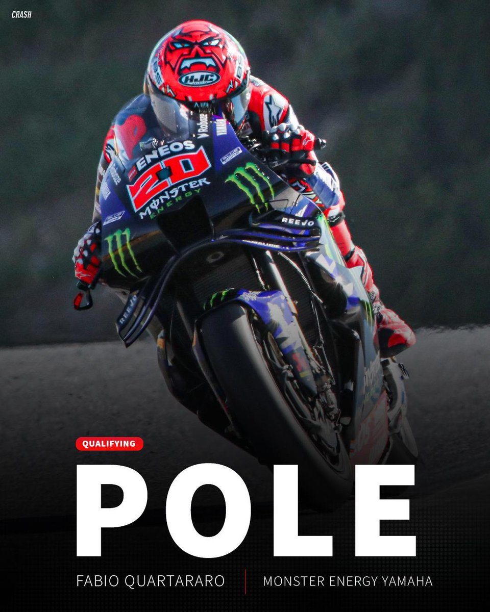crash_motogp's tweet photo. FABIO QUARTARARO IS ON POLE IN JEREZ! 👏 Outstanding from the Yamaha rider 💪

#MotoGP #SpanishGP https://t.co/7shgUTXPD7