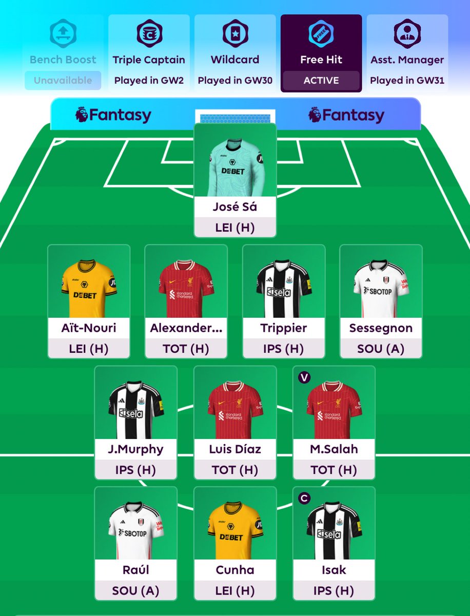 FPL_Chri5's tweet photo. FH GW34 🔒 IN 

4-3-3 📊
Isak ©️

All defenders attacking ✅
Wolves triple ✅
Newcastle triple ✅
Liverpool triple ✅
Fulham triple* ✅
*One benched*

No Cole Palmer ✅

Attacking the crap relegated teams and just hope it’s comes good 🤞🏻🤞🏻🤞🏻

GOOD LUCK EVERYONE 🤞🏻🤞🏻🤞🏻

#FPL https://t.co/401Ggj2Ntm