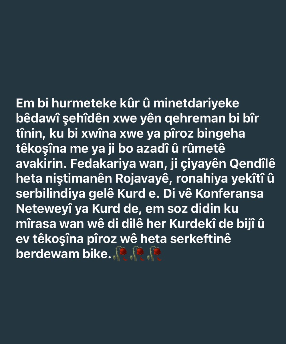 Viyalkee's tweet photo. Em şehîdên xwe yên qehreman bi rêzdarî û minetdarî bi bîr tînin, ku xwîna wan bû bingeha vê têkoşîna pîroz.🥀🥀🥀🥀 https://t.co/piyGaQXYrS