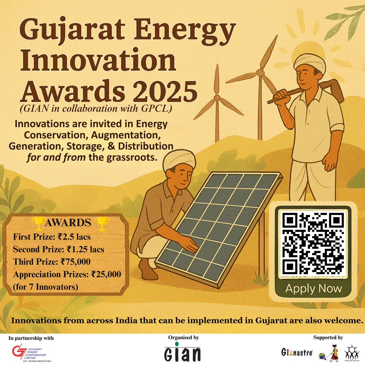 Gujarat Energy Innovation Awards 2025 is your opportunity to shine! 🌟
If you Miss = miss GIAN’s support, industry exposure, expert mentorship &amp; exhibition platform!
Apply NOW👉bit.ly/4jCcyKk
#energy #innovation #grassroots #SustainableEnergy #technology #RenewableEnergy