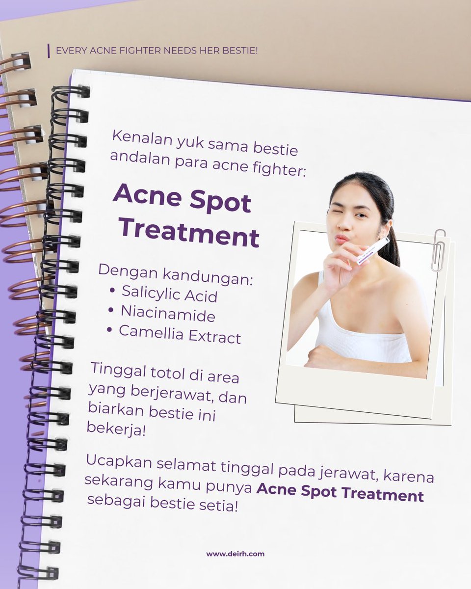 deirhbyd's tweet photo. Lagi berjuang melawan jerawat? Tenang, kamu gak sendirian! 

Jangan biarkan jerawat menghalangi harimu, percayakan pada Acne Spot Treatment!

#AkuPakaiDeirh #AcneFighter #Jerawat #Acne #DeirhByD #DeirhByDSkincare #Skincare #PahalgamTerroristAttack #الهلال_غوانغجو #ValeTudo https://t.co/DwdVROb775