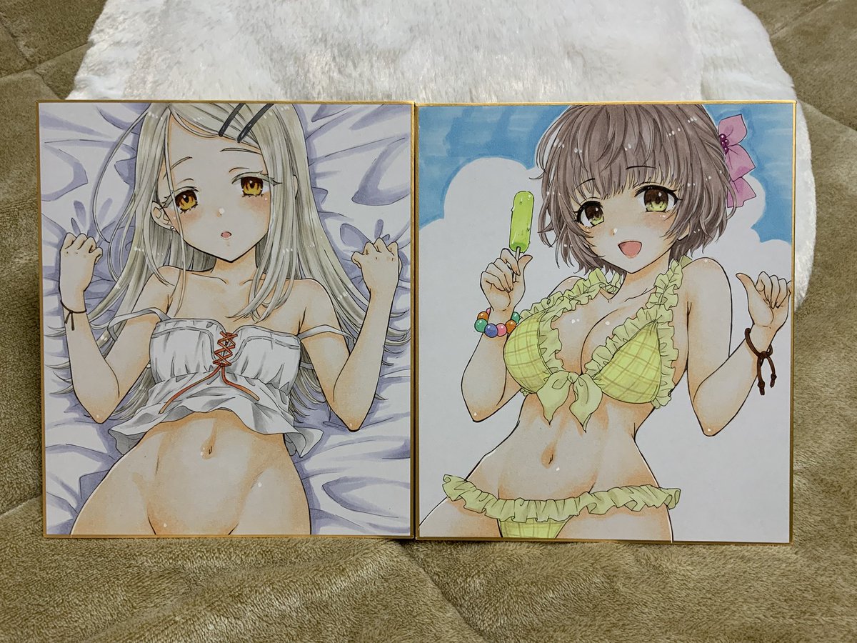 4月27日COMIC☆1に参加します😊
スペースはO-01「BEAT-POP&SAILORQ2」
色紙とポスターを持って行きます!
大色紙3枚(水着あいちゃん、スケ下着あいちゃん、水着久川颯)中色紙3枚(水着美嘉、水着郁田はるき、寝そべり篠澤広)です。色紙の頒布は1時頃を予定しています✨