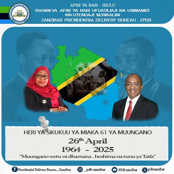 Hongera Viongozi na Watanzania wote. Tuendelee kuulinda na kuuthamini Muungano wetu.