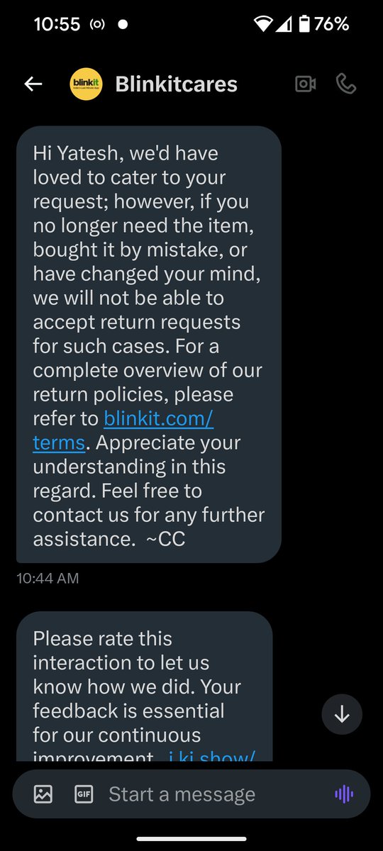 yateshchoudhari's tweet photo. @letsblinkit @letsblinkit it is copycat reply. Every case is not about an item no longer needed or bought by mistake. You should send someone and check the quality of the product sent yourself. Get it checked by any qualified person and they will tell you it is a complete waste of money paid. https://t.co/uQgHWGIhPz
