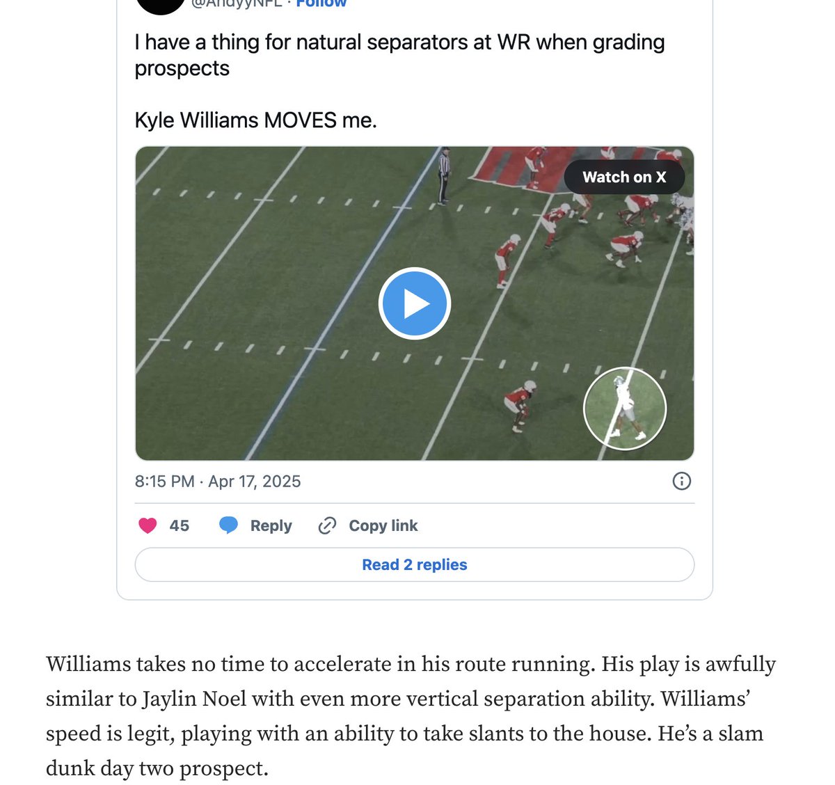 Another hit from the mocks✅ 
Hell of a player for this offense.

x.com/Patriots/statu…