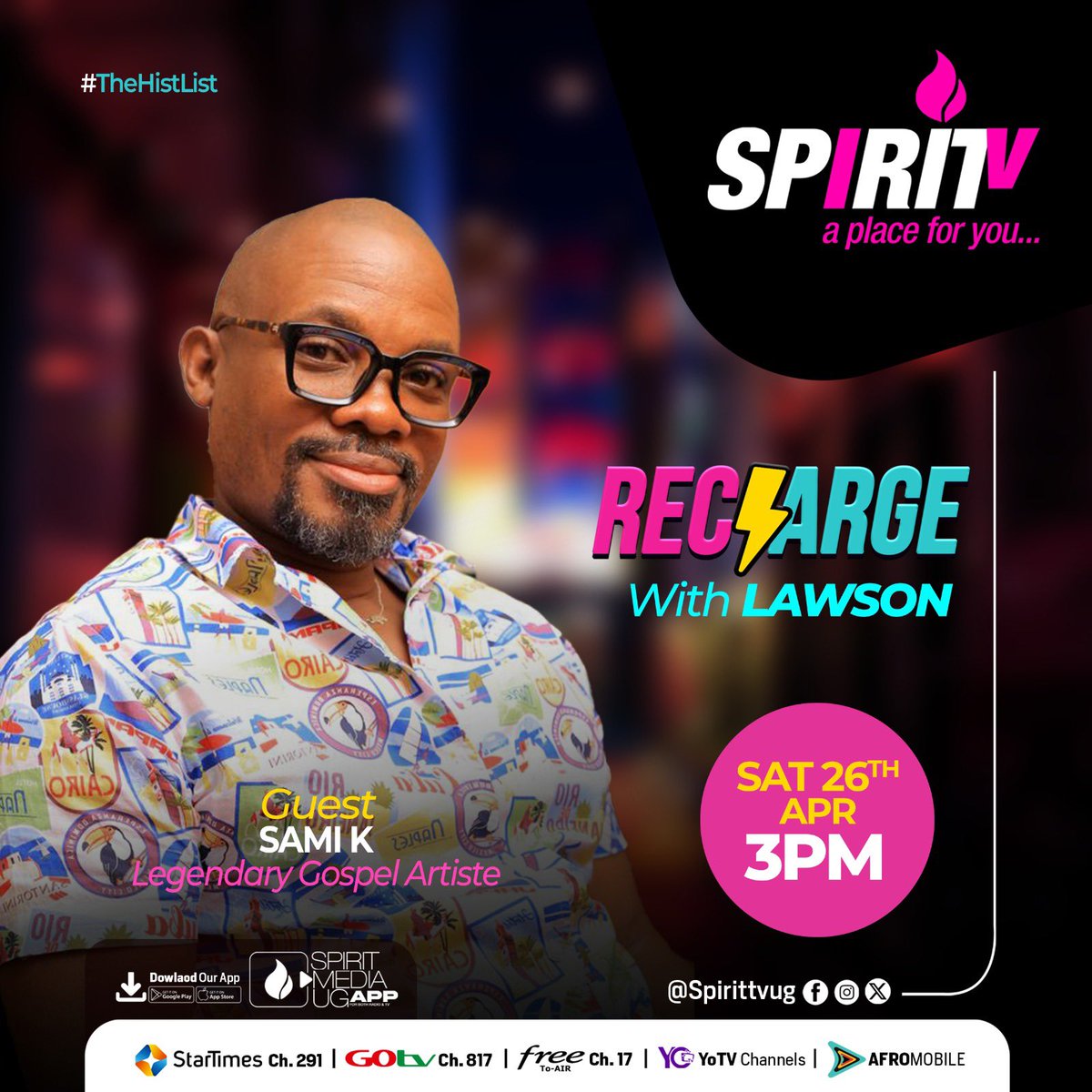 Hey family, I’m excited! I will be on the <a href="/spirittvug/">SPIRIT TV</a> RECHARGE show with Michael Lawson at 3 PM, counting down my top 10 favorite jams and chatting about music and more. Tune in so we can have an awesome time!