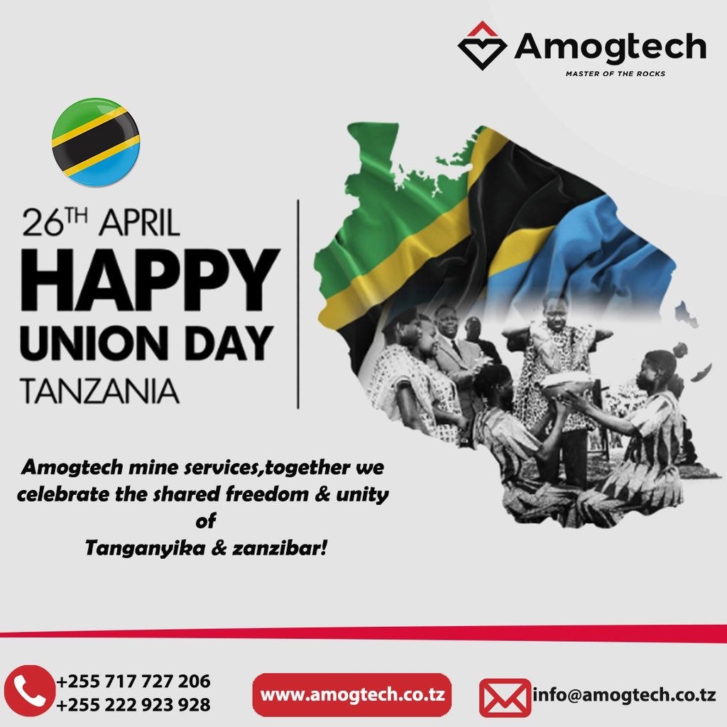 AmogtechExplos's tweet photo. Happy Union Day! #AmogtechMineServices #UnionDay #Freedom #Unity #Tanganyika #Zanzibar https://t.co/w7kQ30kFNO