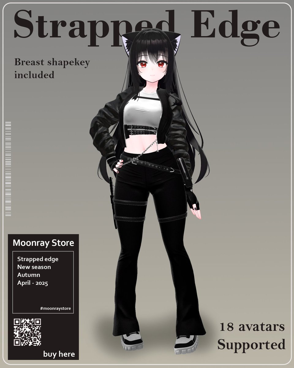 MoonrayStore's tweet photo. ✨ New release from Moonray Store ✨
Strapped Edge
-Includes breast shapekey
-Supports over 18 avatars.
-Modular Avatar compatible 😊
Now available on Booth 🖤👇
https://t.co/usGbCFPmBP
#VRChat
#booth_pm
#MoonrayStore
#AvatarClothing
#ModularAvatar https://t.co/TDPCx1F60n