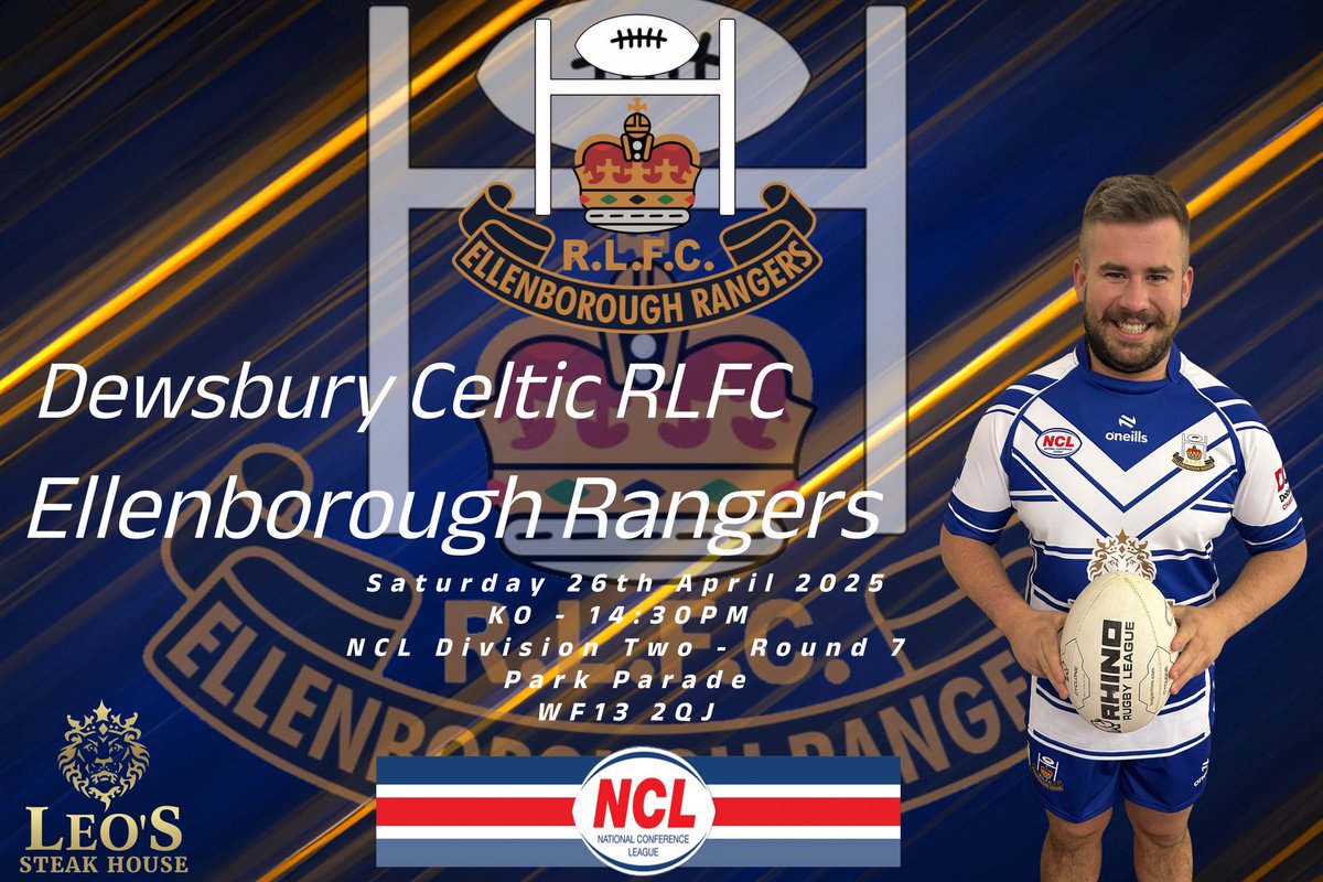 🟦⬜️ ITS GAME DAY ⬜️🟦

🏆 <a href="/OfficialNCL/">National Conference League - RL</a> Div Two - Round Seven

🆚 <a href="/CelticRlfc/">DewsburyCelticRLFC.</a> 

⏰ 2:30PM Kick Off

🏟️ Park Parade - WF13 2QJ

💰 April 120 Club Draw 

(This will be live on Facebook around 12.30/1.00pm - All Payments to be with Shane for 12 Noon)

🔵⚪️🔵