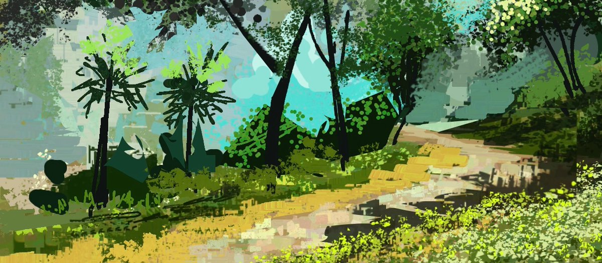 #pleinairpril2025 25

Playing with more new brushes so IDK what is going on here 😂

#pleinairpainting #pleinairpril #digitalart #dailypaint #dailysketch