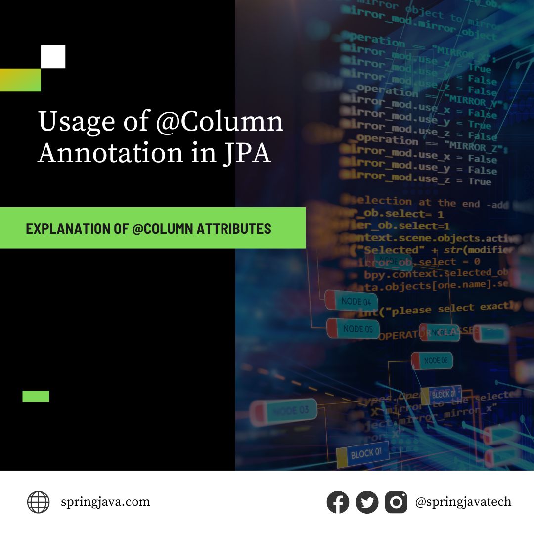 springjava2's tweet image. Explain @Column Annotation in JPA?
Read here- springjava.com/spring-data-jp…
#CodingJourney #springjava