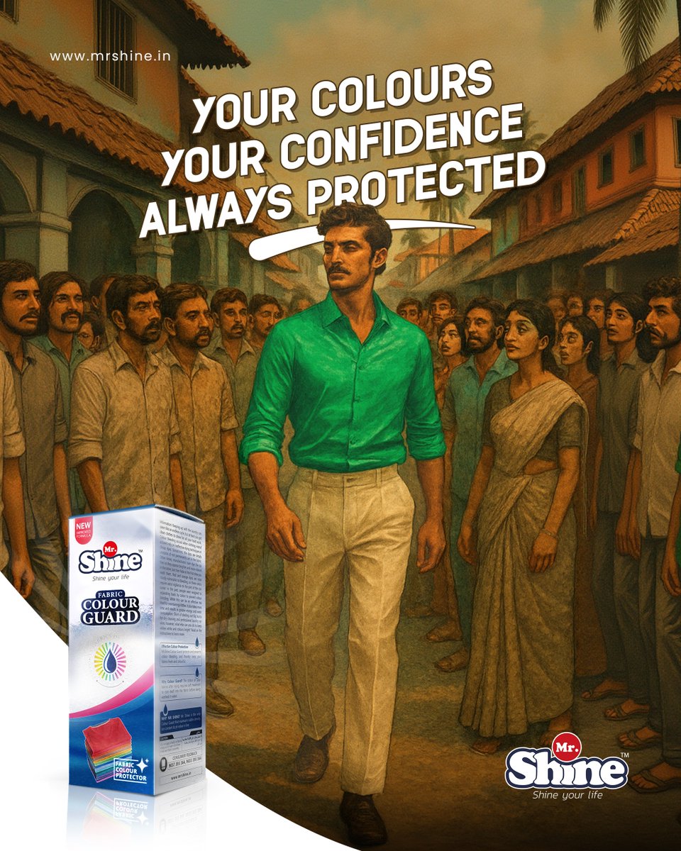 MrShinelab's tweet image. Walk with pride, stand out with confidence! 💪👔
Keep your colours vibrant &amp;amp; your spirit unshakable with Mr. Shine Colour Guard. 🧼✨
Your style deserves protection – always!
Visit: mrshine.in
#MrShine #ColourGuard #StayVibrant #Confidence #FabricCare #LaundryCare