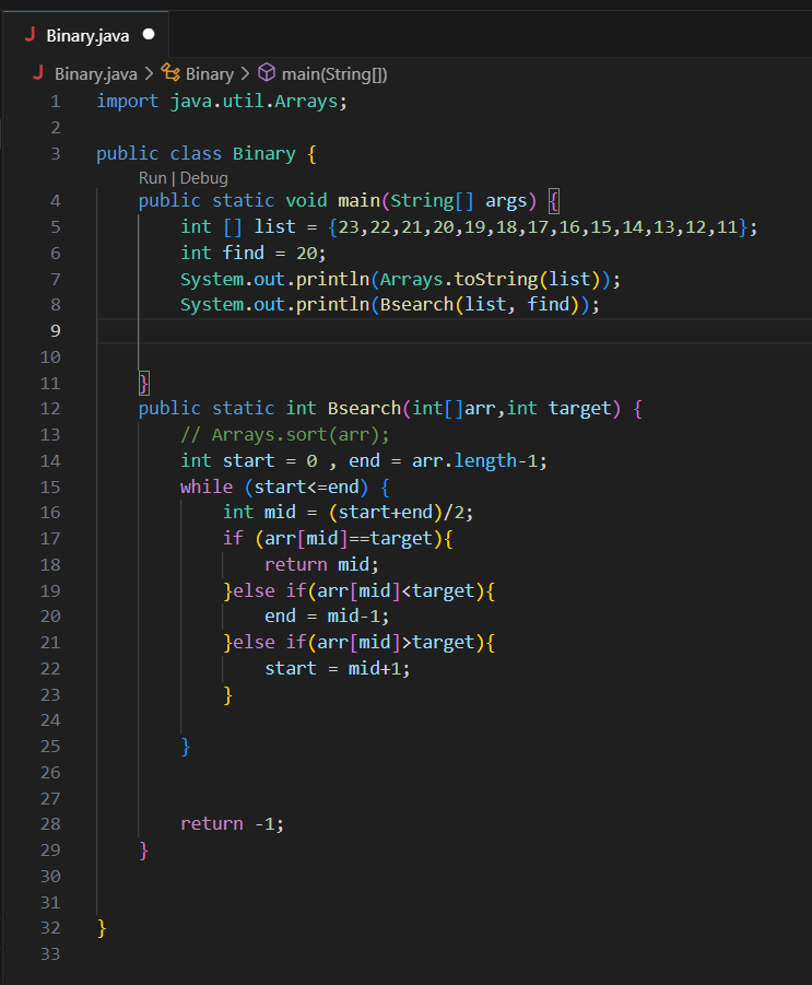 crike_7's tweet photo. Binary Search optimized for descending arrays! Learning how search logic changes with array order. 

#Java #Programming #100DaysOfCode #codewithkunal https://t.co/LvrPOXvP13