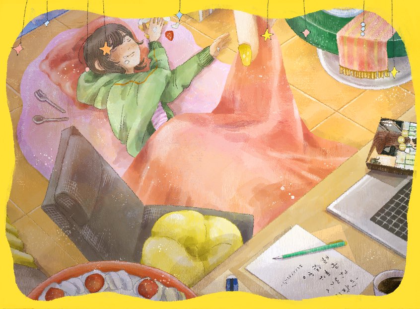 kuno_noco's tweet photo. 約一年間、夜リラタイム、モモコグミカンパニーさん連載　なるべく豪華な晩餐を（@GUMi_BiSH ）カットイラスト、見ていただきありがとうございました！大好きな方の素敵な文章に添えるイラストを担当することができて、本当に毎話楽しく描くことができました！ https://t.co/a4cpXWLMhB
