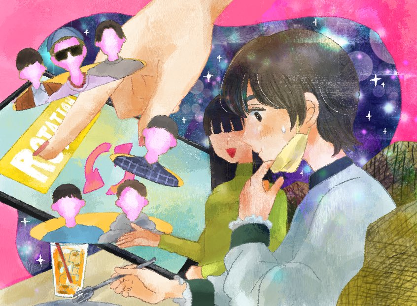 kuno_noco's tweet photo. 約一年間、夜リラタイム、モモコグミカンパニーさん連載　なるべく豪華な晩餐を（@GUMi_BiSH ）カットイラスト、見ていただきありがとうございました！大好きな方の素敵な文章に添えるイラストを担当することができて、本当に毎話楽しく描くことができました！ https://t.co/a4cpXWLMhB