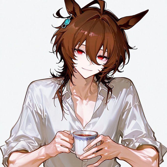 #アグネスタキオン #ウマ娘 タキオン君はトレーナーの淹れてくれたお茶を嬉しそうに飲んでくれるんだよね(ろくろ 