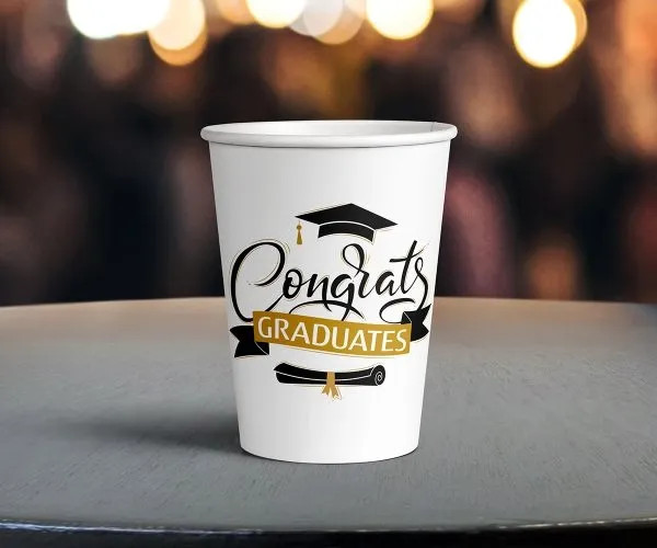 Hutland_Package's tweet photo. Celebrate your graduate in style! 🎓 Hutland Packaging’s custom photo paper cups add a personal &amp; eco-conscious touch to any graduation party. #GraduationCups #SustainableCelebration #HutlandPackaging https://t.co/Tosk624gIG
