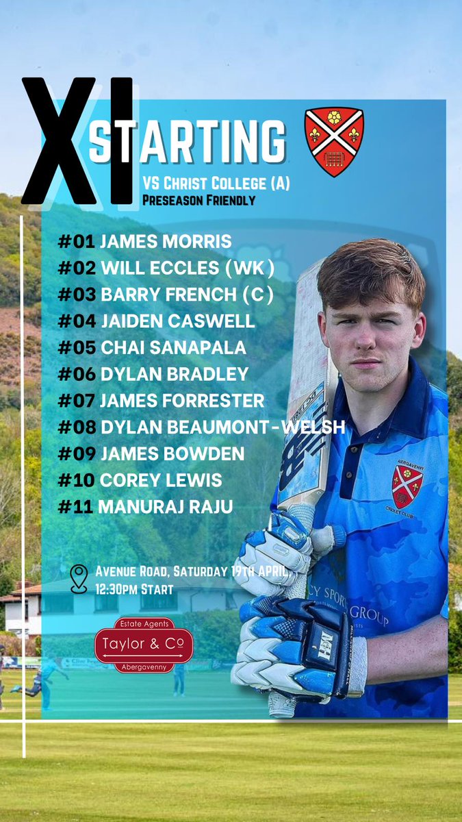 Teamsheets for today's fixtures against <a href="/plymstockcc/">PlymstockCC</a> and <a href="/Sports_CCB/">Christ College Brecon Sport</a> 🏏