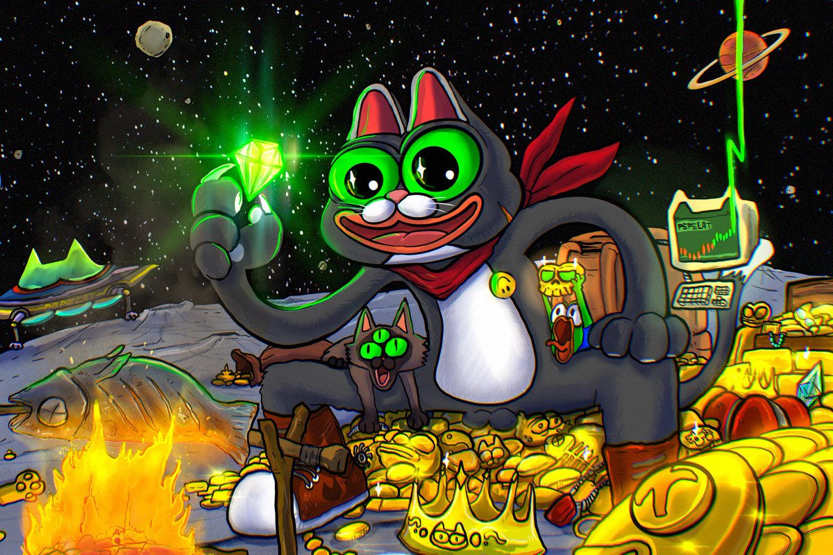 pepecattoken's tweet photo. GM FAM 😻

🚀🌕 #PEPECAT is already on the moon, living the dream.

🔥 Grilled fish? Ready.
💎 Gold &amp; rubies? Stacked.
🛸 Spaceship parked!

The party can begin, it's just waiting for you! 😸🍽️

$PEPECAT #MoonParty #MemeCoinMagic #SpaceSnack #PepecatSeason #DiamondPaws https://t.co/SJPGM65ejm