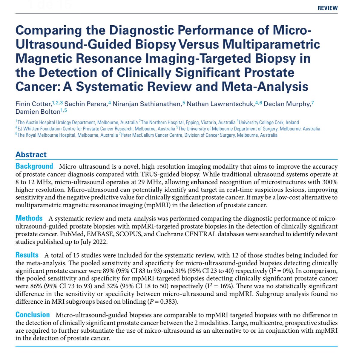 Some interesting papers (reviews and meta-analyses) comparing microultrasound vs. MRI in PCa diagnosis to share. Enjoy your weekend! 
mdpi-res.com/d_attachment/s…

auajournals.org/doi/epdf/10.10…
