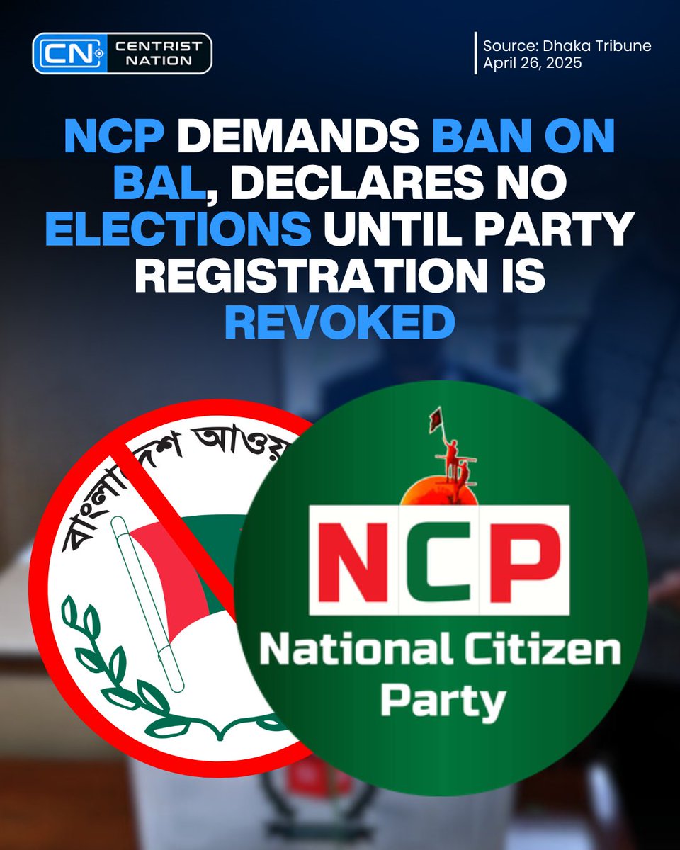 centristnattv's tweet photo. NCP Demands Ban on BAL, Declares No Elections Until Party Registration Is Revoked

#NCP #BanAwamileauge #cnnews #centristnation https://t.co/RaC7yVbMyR
