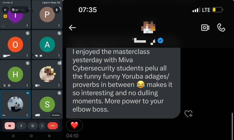 CoyEmerald1's tweet photo. Yesterday night, April 25, 2025
I had a nice session with some students of the @mivauniversity —  #ComputerScienceDepartment

We had a wonderful conversation, of course on #InformationSecurity 🙂

And I hope all the participants could learn a thing or two from it! 

@CoyEmerald1 https://t.co/JkH20PzUrI