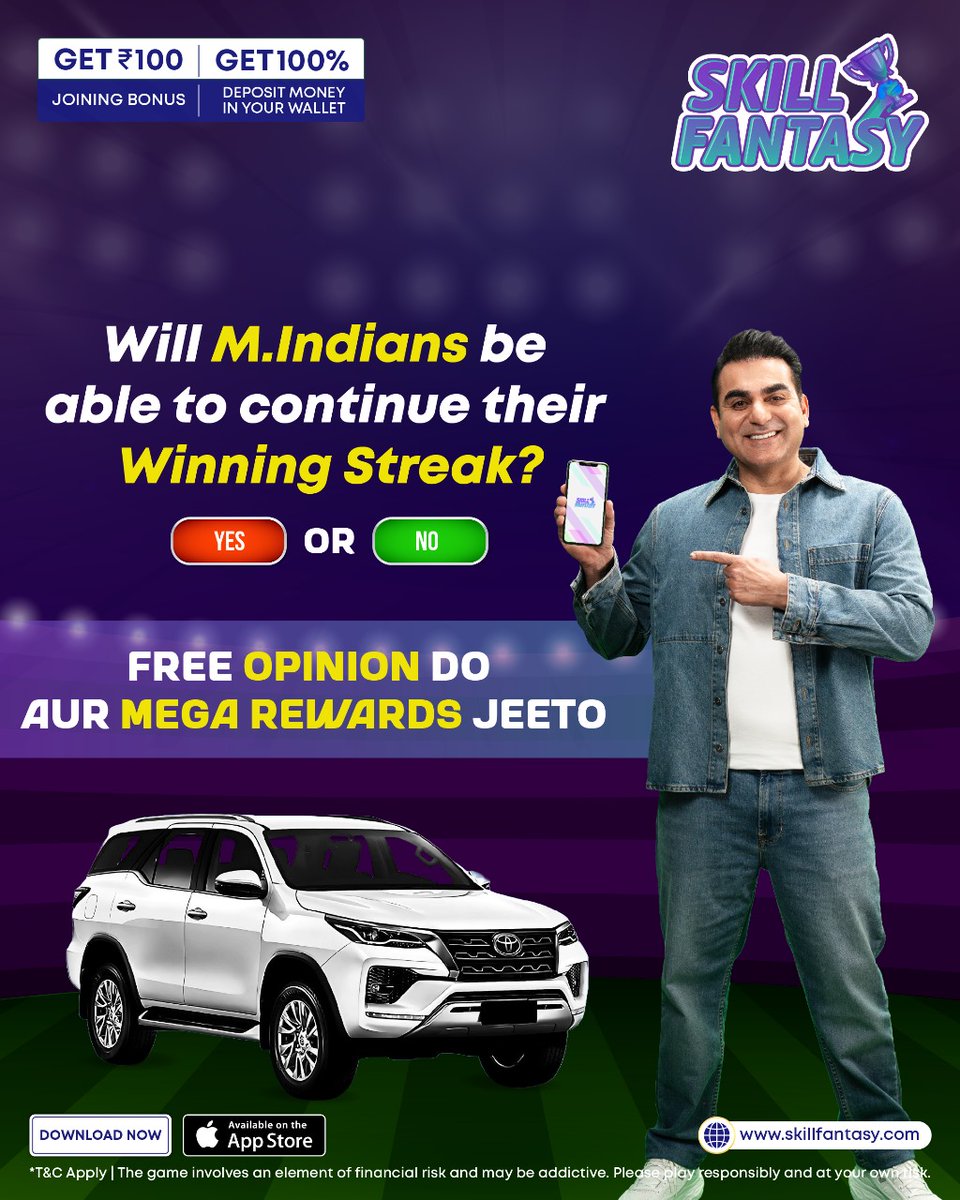 skillfantasyind's tweet image. Winning streak on the line! Will M. Indians make it another victory? Predict now on Skill Fantasy and score big! 

Download Now: web.skillfantasy.com/download

#SkillFantasy #FantasyCricket #Cricketupdate #JoinNow  #FantasyContest #Rewards #FantasySports #Cricketmatch #Cricket #India