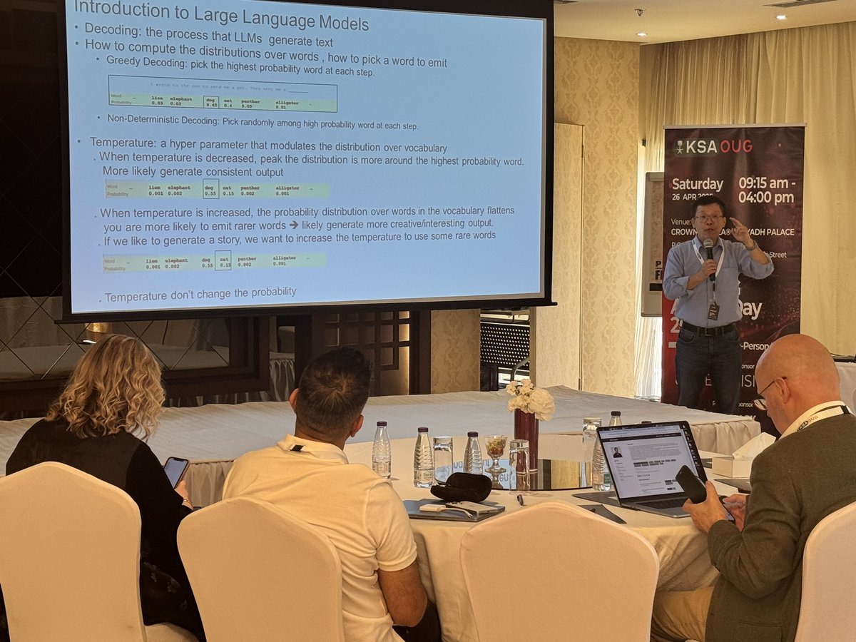 KSA Oracle User Group (@ksaoug) on Twitter photo KSAOUG Annual Day is officially started. After the KSAOUG Intro now we have Kai Yu on stage.
Session: Generative AI and LLMs with Oracle OCI Generative AI services
<a href="/oracleugs/">Oracle User Groups</a> <a href="/oracleace/">Oracle ACE Program</a> <a href="/ora_tec/">xaheer</a> #ksaoug KSAOUG Annual Day is officially started. After the KSAOUG Intro now we have Kai Yu on stage.
Session: Generative AI and LLMs with Oracle OCI Generative AI services
<a href="/oracleugs/">Oracle User Groups</a> <a href="/oracleace/">Oracle ACE Program</a> <a href="/ora_tec/">xaheer</a> #ksaoug