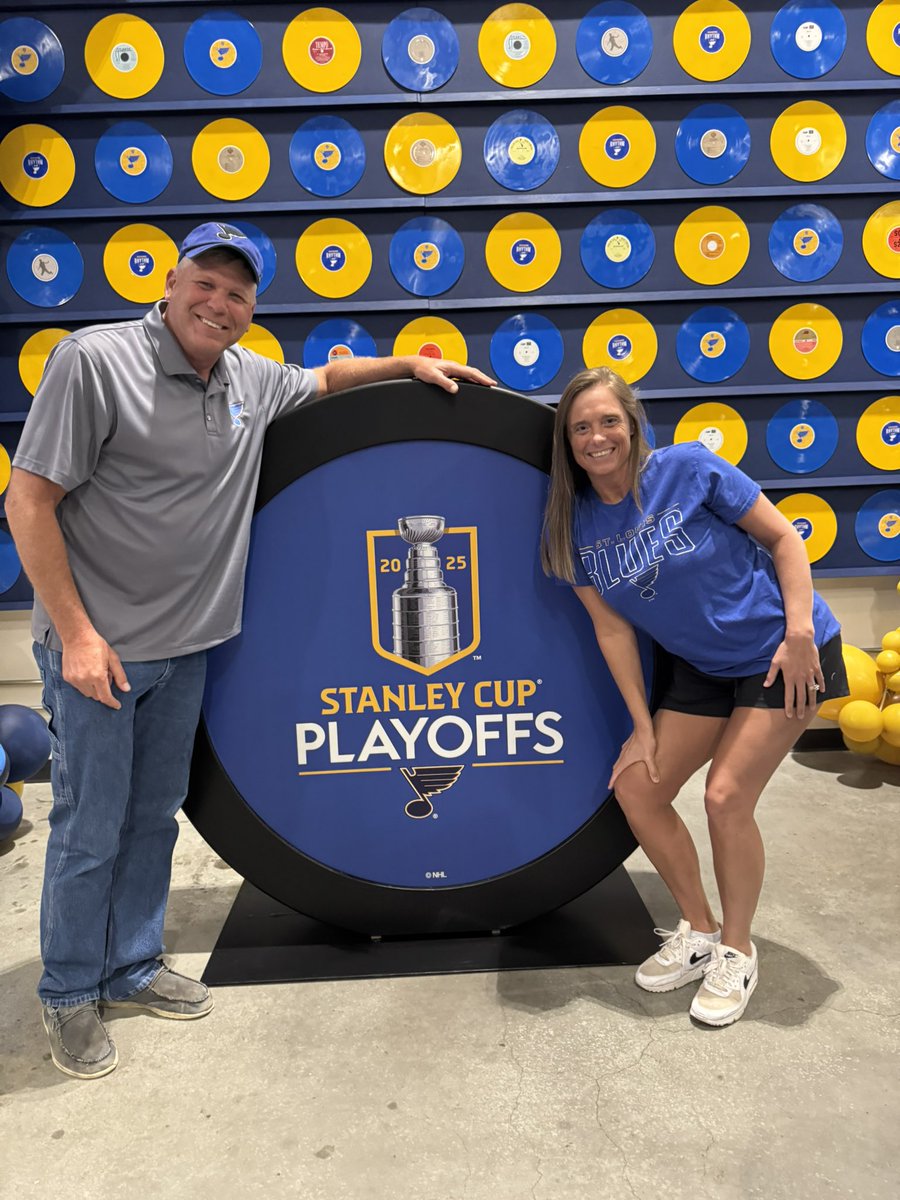 After 12 years of going to a playoff game when they make it, dad and I finally broke our losing streak!! We got to see the most amazing Blues playoff win Thursday night!! #LBG <a href="/CoachHarre/">Wayne Harre</a>