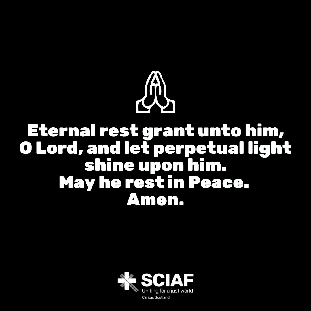 'Eternal rest grant unto him, O Lord, and let perpetual light shine upon him. May he rest in Peace. Amen.