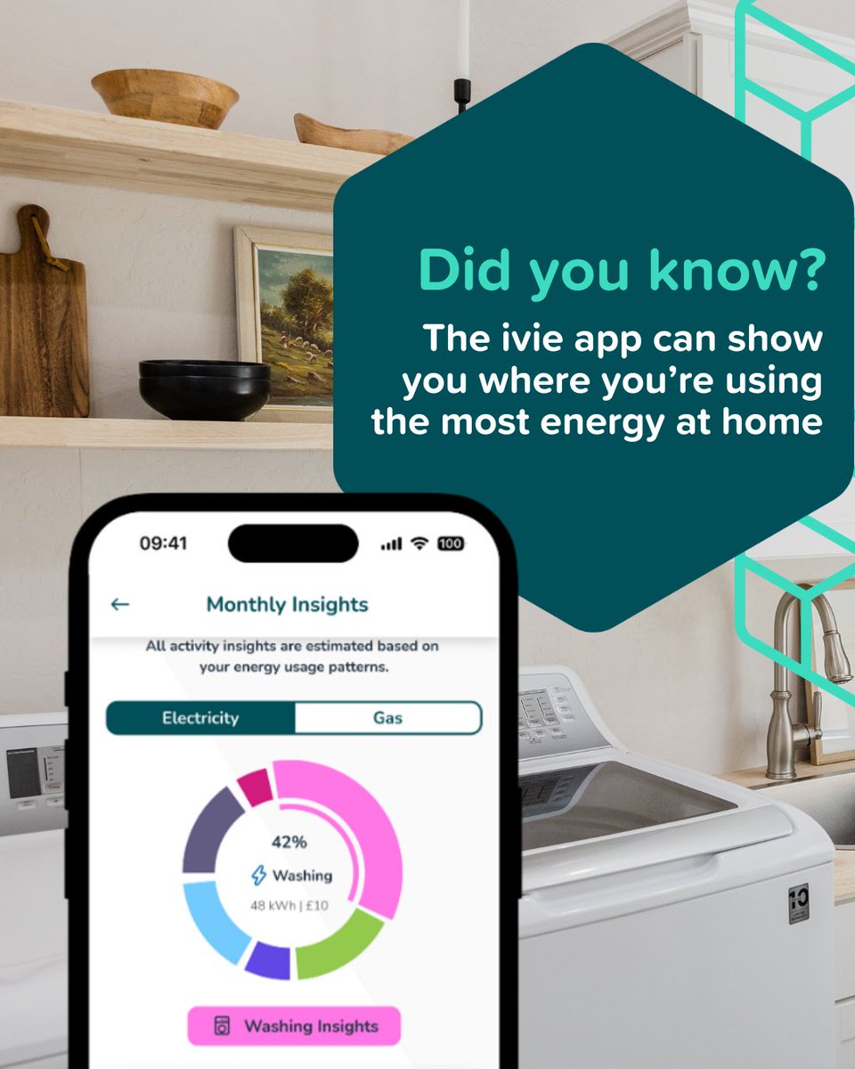Ever wonder where your energy’s really going? 🤔

The free ivie app gives you more than just numbers. Our Activity Insights tool shows you where you're using the most energy in your home.

Start uncovering your hidden energy habits! Find out more here: ivie.co.uk/ivie-app
