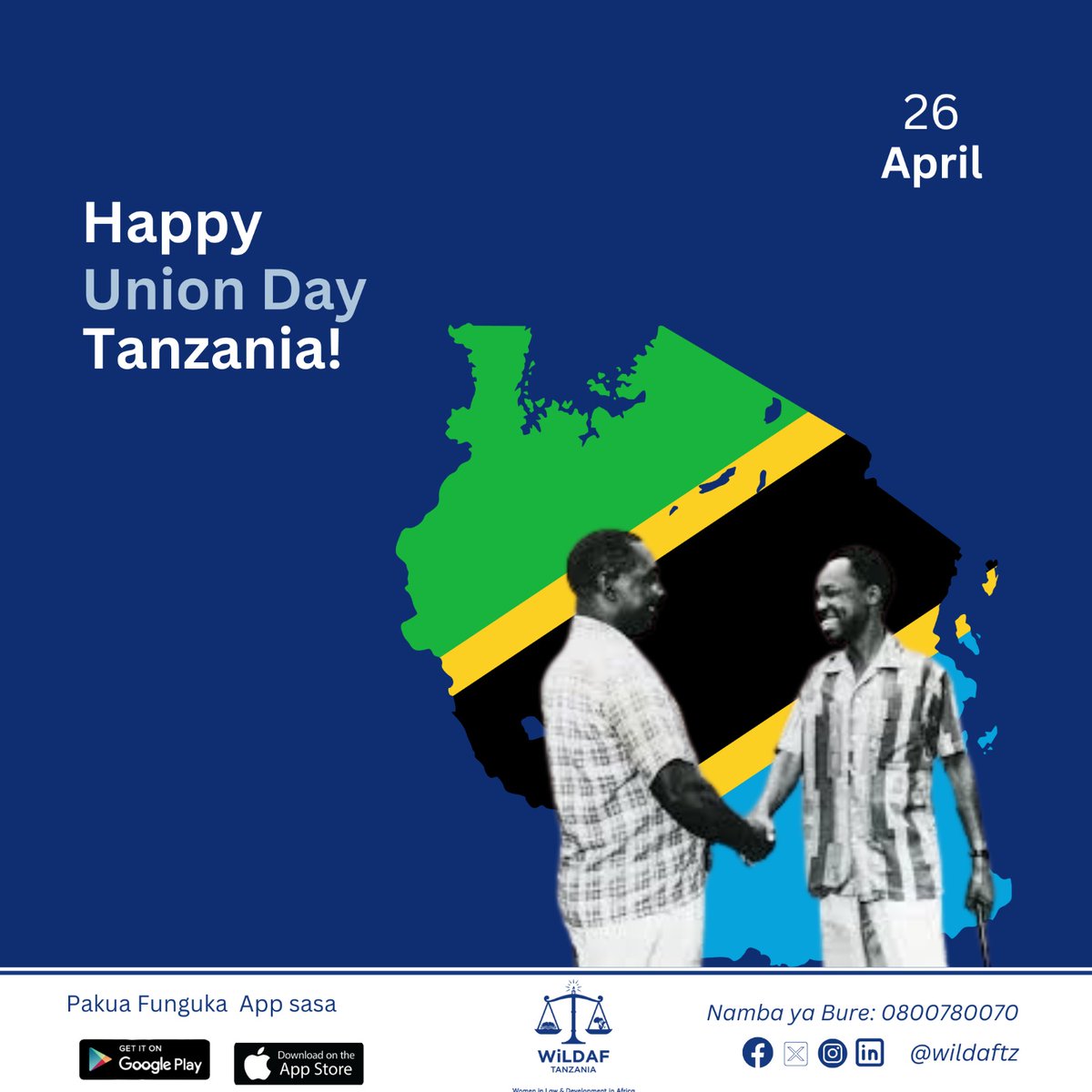 Today, we celebrate the spirit of unity that built our nation. 
On this Union Day, @wildaftz  honours the vision, resilience, and strength that continue to inspire our work for justice ,equality, and women's empowerment.
#wildaftz
#muunganoday