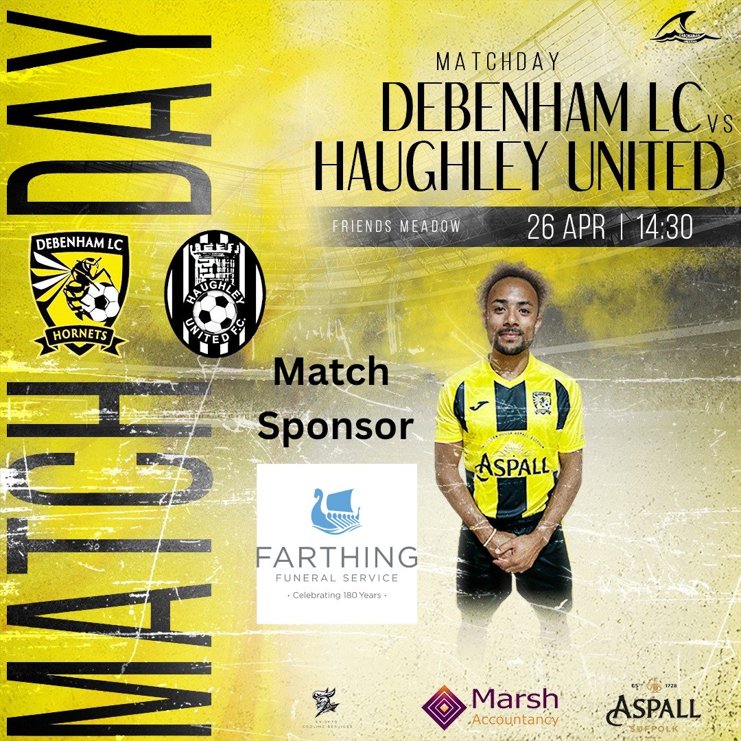 ๐๐๐๐๐ง๐ก๐๐ฆ ๐๐๐
๐ (@debenhamlcfc) on Twitter photo ๐โฝ๐ Today's Game ๐โฝ๐
<a href="/HaughleyFc/">Haughley United F.C</a> take the trip over to The Hornets Nest today to take on our first team. 2.30pm kick off | IP14 6BL
This match is sponsored by Farthing Funeral Services
No game for the reserves
#uppahornets ๐โฝ๐ Today's Game ๐โฝ๐
<a href="/HaughleyFc/">Haughley United F.C</a> take the trip over to The Hornets Nest today to take on our first team. 2.30pm kick off | IP14 6BL
This match is sponsored by Farthing Funeral Services
No game for the reserves
#uppahornets