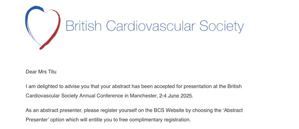 Helen Titu (@titu_helen) on Twitter photo Delighted to share that my abstract for <a href="/BritishCardioSo/">British Cardiovascular Society</a> Manchester has been accepted for presentation โบ๏ธ๐ซ
<a href="/wwl_cardiology/">WWL_CARDIOLOGY</a> <a href="/Kim_Whiteside/">Kim Whiteside</a> Delighted to share that my abstract for <a href="/BritishCardioSo/">British Cardiovascular Society</a> Manchester has been accepted for presentation โบ๏ธ๐ซ
<a href="/wwl_cardiology/">WWL_CARDIOLOGY</a> <a href="/Kim_Whiteside/">Kim Whiteside</a>