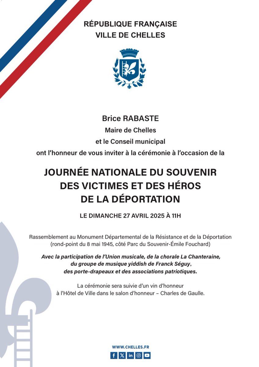 Demain nous avons un rdv important : la journée nationale du souvenir des victimes et des héros de la déportation. Nous organisons cette cérémonie en mémoire des nombreux déportés des camps de concentration nazis durant la Seconde Guerre mondiale.